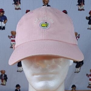 Womens Masters golf stitched logo pink & white pull tab casual golf hat